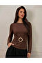 New Product Long Sleeve Blouse with Buckle and Ruffle Detail Sendy Fabric