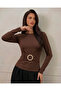 New Product Long Sleeve Blouse with Buckle and Ruffle Detail Sendy Fabric - 3