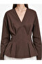 Slim Fit Buttoned Long Sleeve V-Neck Poplin Shirt - 4