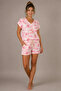 Women's Floral Patterned Cotton Short Sleeve Oversize T-Shirt and Shorts Bottom Top Pajama Set - 4