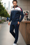 Men's Navy Blue Striped Tracksuit Set Comfortable Fit Sports Casual Use Top and Bottom Set - 5