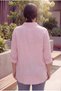 Women's Plus Size Shirt with Pocket Embroidery Detail Pink - 5