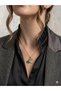 Swan Figured Blue Stone Zircon Detailed Gold Color Women's Steel Necklace Elegant Stylish Design - 6
