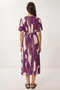 Patterned Belted Viscose Shirt Dress Lrn0046 Purple Bone - 4