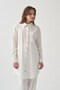 White-Laser Cut Detailed Linen Shirt - 4