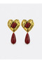 Roman Heart Form Stone Detailed Earrings I Mev'Art Collection