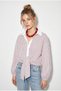 Women's White Burgundy Striped Oversize Shirt with Tie Detail 2219 60286205 - 2