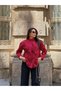 Red Striped Shirt with Scarf Detail - 3236 - 3