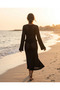 Summer Long Sleeve Tie-Front Double Set with Flounce Detail Skirt, Pareo - 5