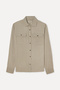 Men's Beige Comfort Fit Double Pocket Long Sleeve Shirt - 4