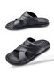 Men's Genuine Leather Lightweight Orthopedic Soft Sole Daily Slippers - 3