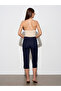 72320 Zipper Detailed Capri-Navy Blue - 2