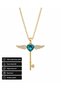 Blue Stone Winged Key Pendant 316L Steel Stylish Gift Jewelry