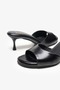 Diella Black Leather Women's Heeled Slippers - 5