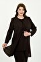 Women's Brown Sparkling Stone Embellished Elegant Double Plus Size Evening Dress Set