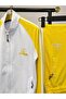 Men's Summer/Seasonal 2 Thread Combed Cotton Fabric Wide Leg White Yellow Tracksuit Set - 4