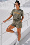 Women's Cotton Sporty&Rich Marathon Short Sleeve Oversize T-Shirt and Shorts Bottom Top Set Two-Piece Set - 4