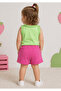 Girl's Top and Bottom Set Printed Tank Top Shorts Green - Pink - 2