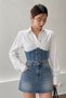 Women's Shirt with Denim Corset Detail – Stylish and Trendy Design - 5