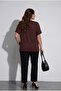 Women's Plus Size Short Sleeve V-Neck Stone Printed Viscose Blouse 2041-26 - 3