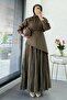 Cape Belt Voile Crush Dress - Khaki - 7