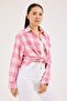 Women's Candy Pink Plaid Shirt Regular Fit - 3