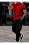 T-Shirt Track Suit 2-Piece Combination Sweat-Absorbing Black Printed Women's / Men's Unisex