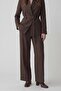 Brown Linen Blend Women's Trousers - 2