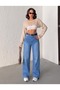 Belted Detail Flexible/Lycra Loose-Leg Denim Trousers - 3