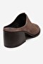 Sorex Mink Suede Genuine Leather Women's Thick Heeled Slippers - 5