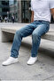 Men's Boyfriend Carrot Cut Blue Denim Jean Trousers Ke-1158 - 4