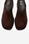 Ardent Brown Suede Genuine Leather Closed-Front Women's Thick Heeled Slippers - 2