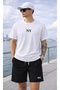 T-Shirt Shorts 2-Piece Combination, Sweat-Absorbing, Written Ny Printed, Women'S/Men's Unisex Model