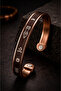 Men's Pure Copper Bracelet with Brown Leather and Patterned Adjustable Magnet Model for Men and Women Copper - 6