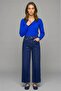 Agostina Cobalt Blue 100% Cotton V-Neck Knitwear Sweater - 4