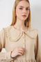Women's Baby Collar Long Hijab Dress 2592 - Beige - 2