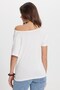 Women's Oversize Relaxed Fit Asymmetrical Collar Short Sleeve Ecru Viscose Blouse - 6