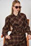 Women's Buttoned Long Hijab Dress 2588 - Brown - 2