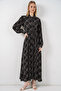 Women's Buttoned Long Hijab Dress 2588 - D. Black