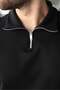 Black Half Zipper Detailed Polo Collar Men's T-Shirt E7184 - 3