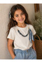 Girl's Oysho Fabric Stylish T-Shirt in Navy Blue with Accessories 👕 ✨