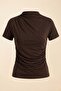 Women's T-Shirt Short Sleeve Stoned Draped Sandy Fabric Short Stylish Blouse
