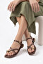 Women's Brown Ring Buckle Ankle Strap Sandals - 4