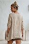 Beige Round Neck 3/4 Sleeve Double Set Casual Cotton Loose Woven Blouse 80 63 - 6