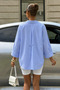 Women's Blue Oversize Shirt Relaxed Fit Loose Shirt - 4