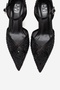 Rachel Black Satin Stone Detailed Mesh Women's Thin Heeled Evening Dress Shoes - 2
