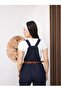 Belted Navy Blue Denim Salopet Jumpsuit - 5