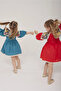 Girl's Floral Collared 100% Cotton Blue Dress - 4