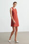 Tile Accessory Detailed Linen Dress with Pockets