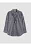 Blue Striped Ruffled Women's Shirt Tunic - 3